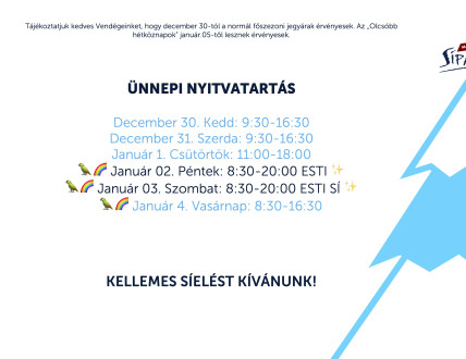 ÜNNEPI NYITVATARTÁS